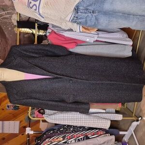 Classic Black Herringbone Coat